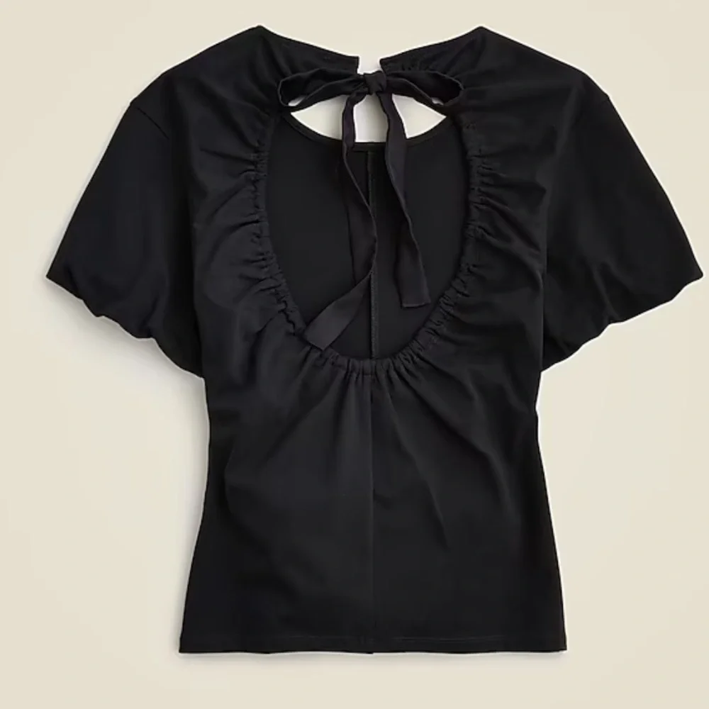J crew Open-back puff-sleeve top in stretch cotton blend